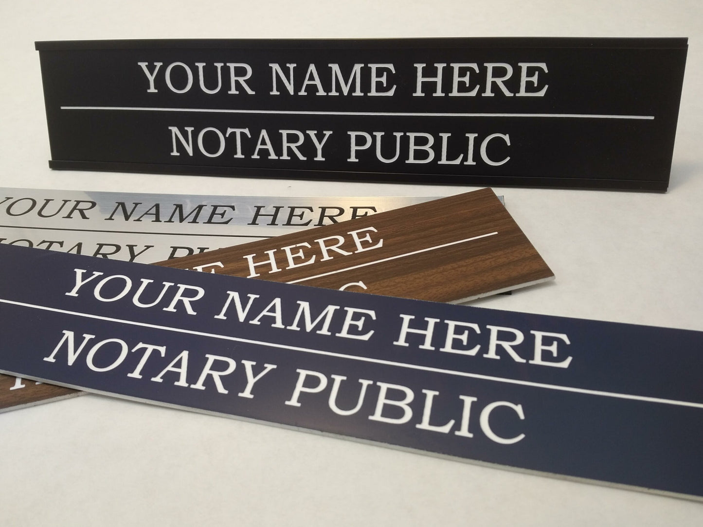 Custom Notary Public 2" x 10" Nameplate - Two-Line